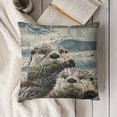thumbnail image 3 of SHANXI  Throw Pillow Cover Case Animal Sea Otters Playing Water Swim 12x12in, 3 of 5