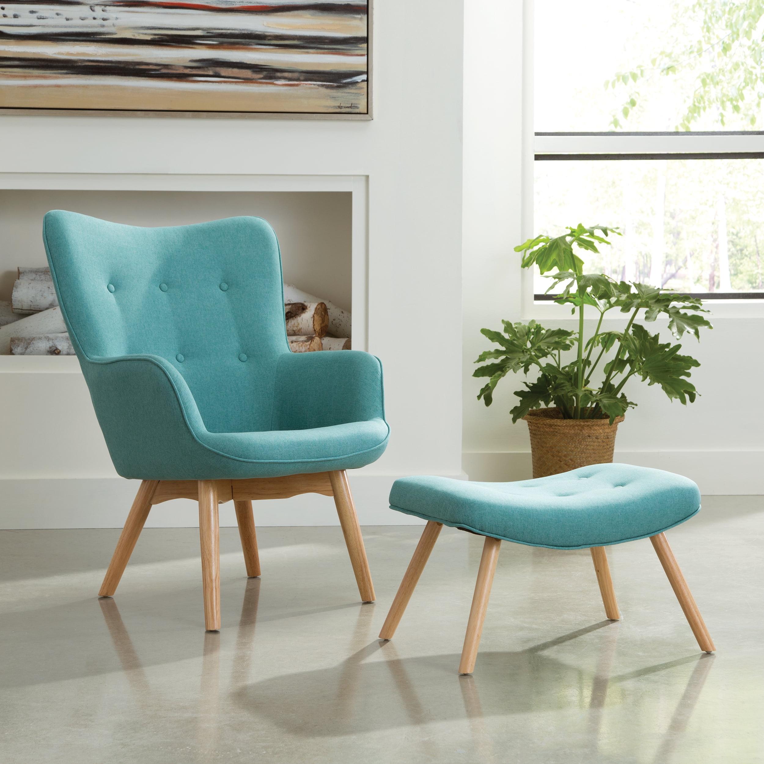 Mid-century modern lounge chair with ottoman