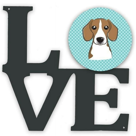 11.5 x 11.75 in. Checkerboard Blue Beagle Metal Artwork Love Wall Decor