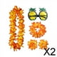 thumbnail image 1 of Conjunto De 2 Collares Hawaianos Para Disfraz De Playa Para Mujer, Vestido Elegante, Decoración, Diadema, Color Naranja, 1 of 8