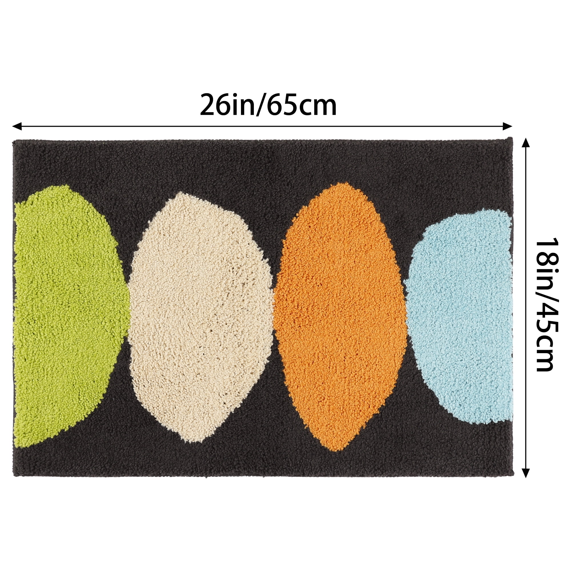 Unique Bargains 2 Pcs Printing Bath Mats Non-Slip Quick Dry Rugs for Bathroom Black/Beige 18" x 26"