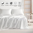 thumbnail image 2 of Ntbay 4 Pieces Silky Satin Queen Cooling Soft Bed Sheet Set, Includes 1 Flat Top Sheet, 1 Fitted Sheet with Deep Pocket, 2 Envelope Pillowcase, White, 2 of 5