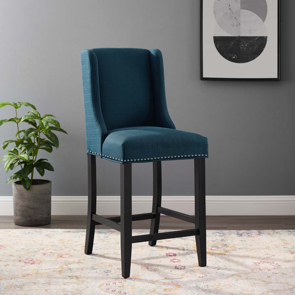 Modway Baron Upholstered Fabric Counter Stool in Azure