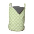 thumbnail image 1 of Geometric Laundry Bag, Pastel Monochrome Traditional Style Quatrefoil Shapes in Continuous Pattern, Basket with Handles Drawstring Closure for Laundromats, 13" x 19", Pastel Green, by Ambesonne, 1 of 4