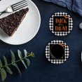thumbnail image 6 of FMSHPON Halloween Trick or Treat Bats Black and White Buffalo Plaid Set of 6 Round Coaster for Drinks, Absorbent Ceramic Stone Coasters Cup Mat with Cork Base for Coffee Table Bar Decor, 6 of 6