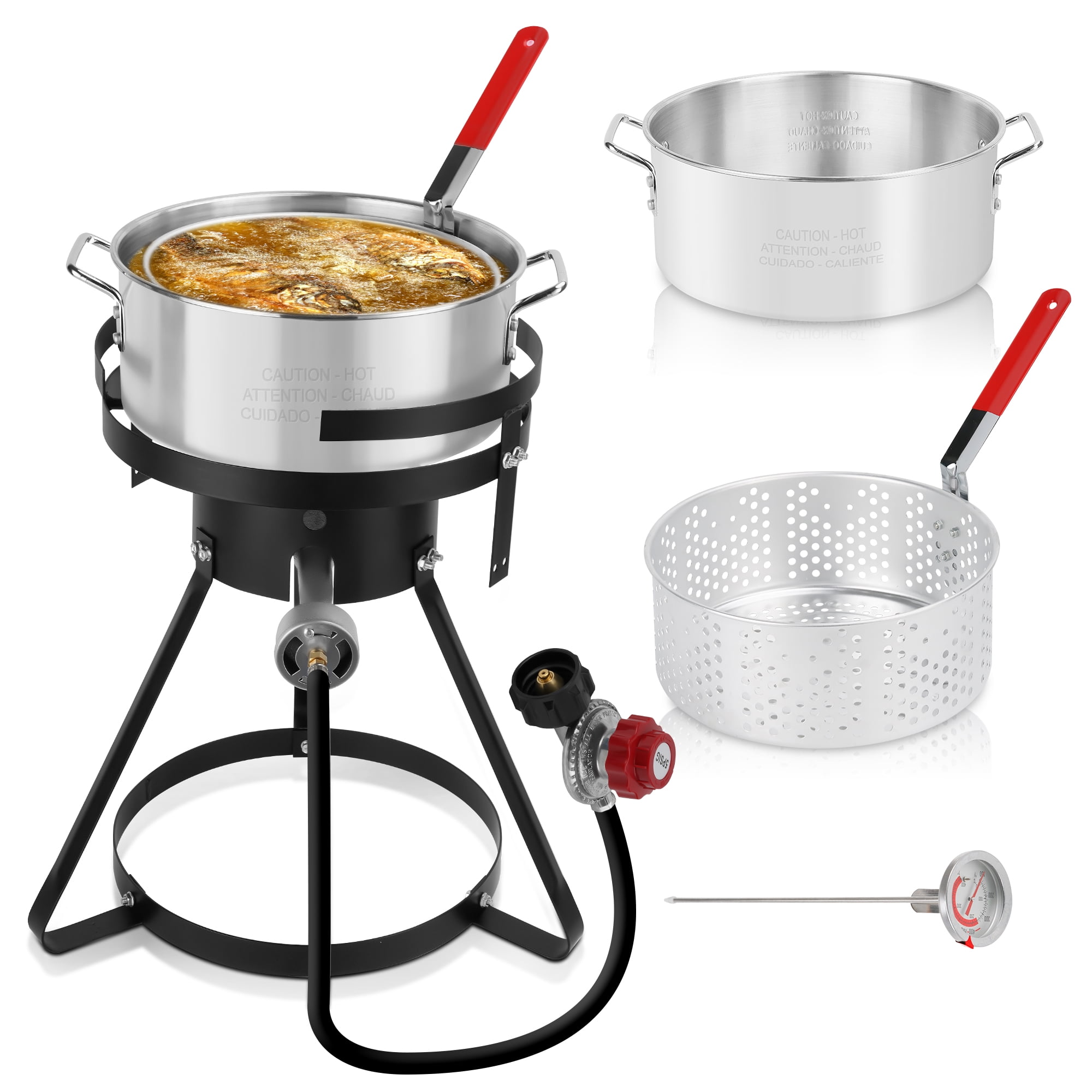 10 Qt Propane Outdoor Fish Fryer Set 50,000 BTU, Aluminum Seafood