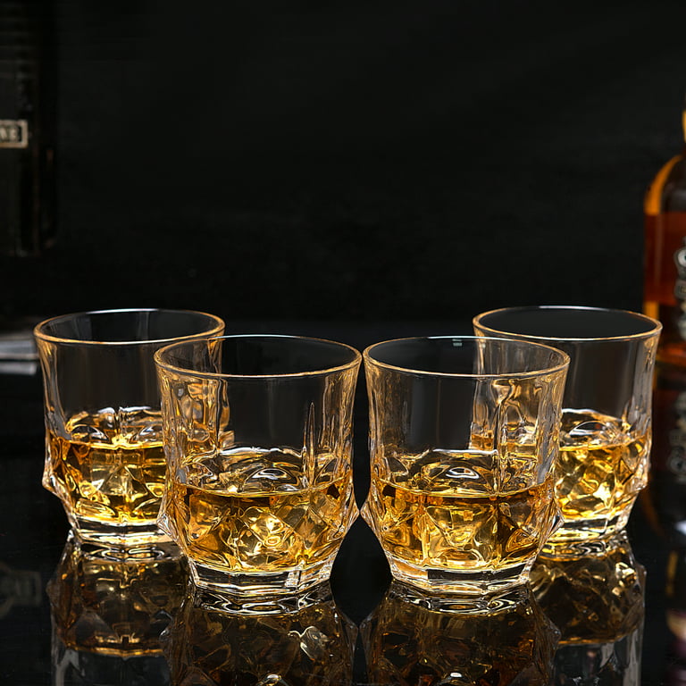 KANARS Whiskey Glass Set of 4, Crystal 10 Oz Rocks Glasses Tumbler