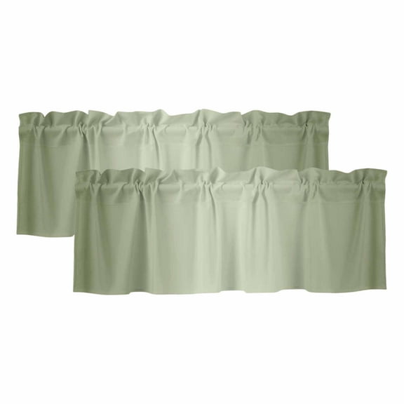 2 Pack Sage Green Valance for Window Ombre Solid Color Gradient Modern Art Kitchen Valance Rod Pocket Short Curtain Topper Decorative Window Treatment for Living Room Bedroom 60"x18"
