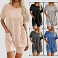 thumbnail image 5 of Cozyfort Pajama Set for Women 2 Piece Lounge Set Short Sleeve Tops and Shorts Soft Sleepwear with Pocket, 5 of 5
