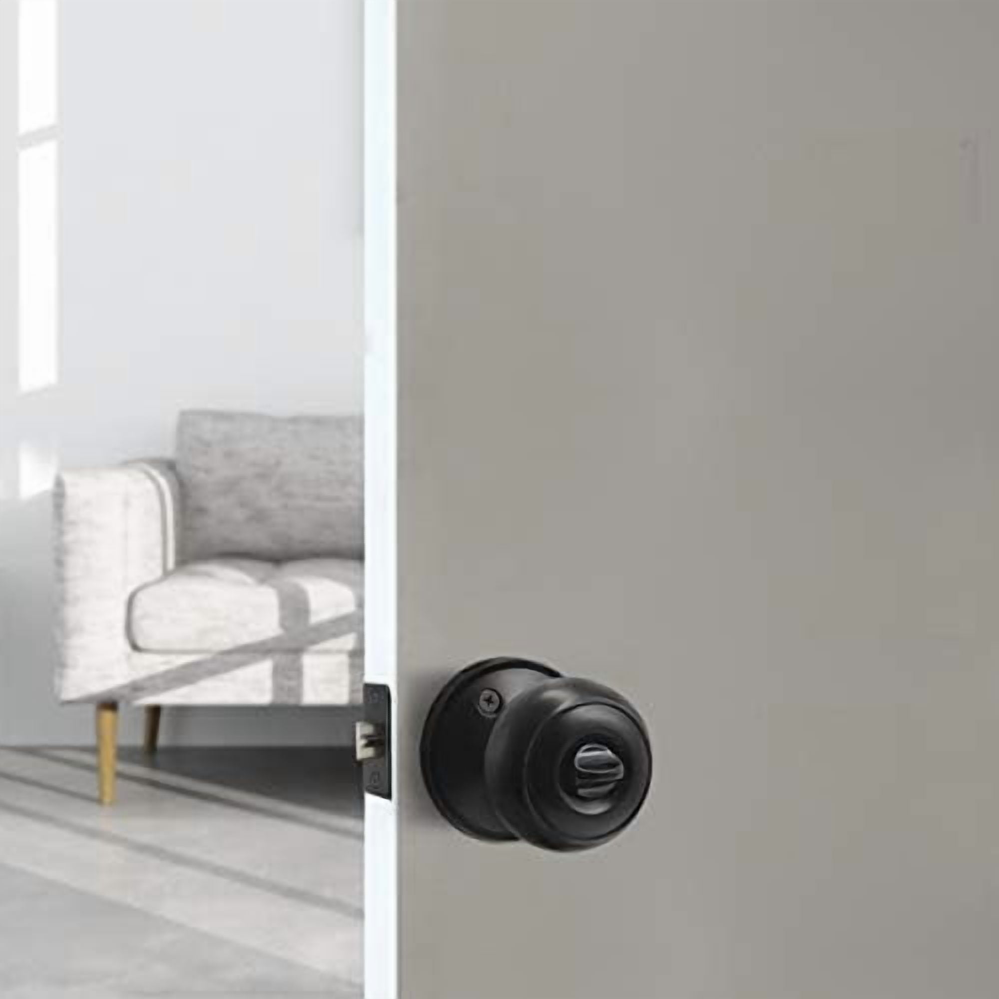 10 Pack Round Privacy Door Knob(Thumb Turn Lock on The Inside), Keyless Doorknobs Interior/Exterior Lockset,Privacy Knobs for Bedroom/Bathroom,Black Modern Design Door Hardware