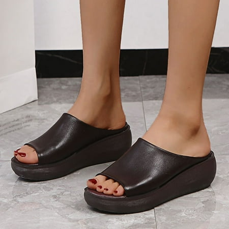 

FZM Women shoes Fashion Womens Casual Shoes Breathable Wedges Thick Soled Outdoor Leisure Slippers