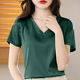 thumbnail image 7 of Annhoo Womens Tops Dressy Casual Solid Color V Neck Loose Spring Short Sleeve Shirts Fashion Summer Clothes, 7 of 7