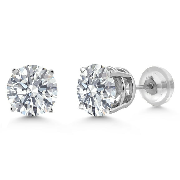 Gem Stone King 1.50 Cttw Round Cut 14K White Gold IGI Certified Lab Grown Diamond Stud Earrings for Women Men | F-G Color | VS Clarity | Gold Earrings for Women Men