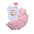 thumbnail image 5 of Pudcoco Toddler Baby Summer Set, Short Sleeve Romper+Tutu Skirt+Flower Headband, 5 of 5