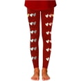 thumbnail image 2 of Little Girls Pants Festive Printed Tapered Leggings Stretch Fit Holiday Season Outfits Size 7-8T ,Red, 2 of 5