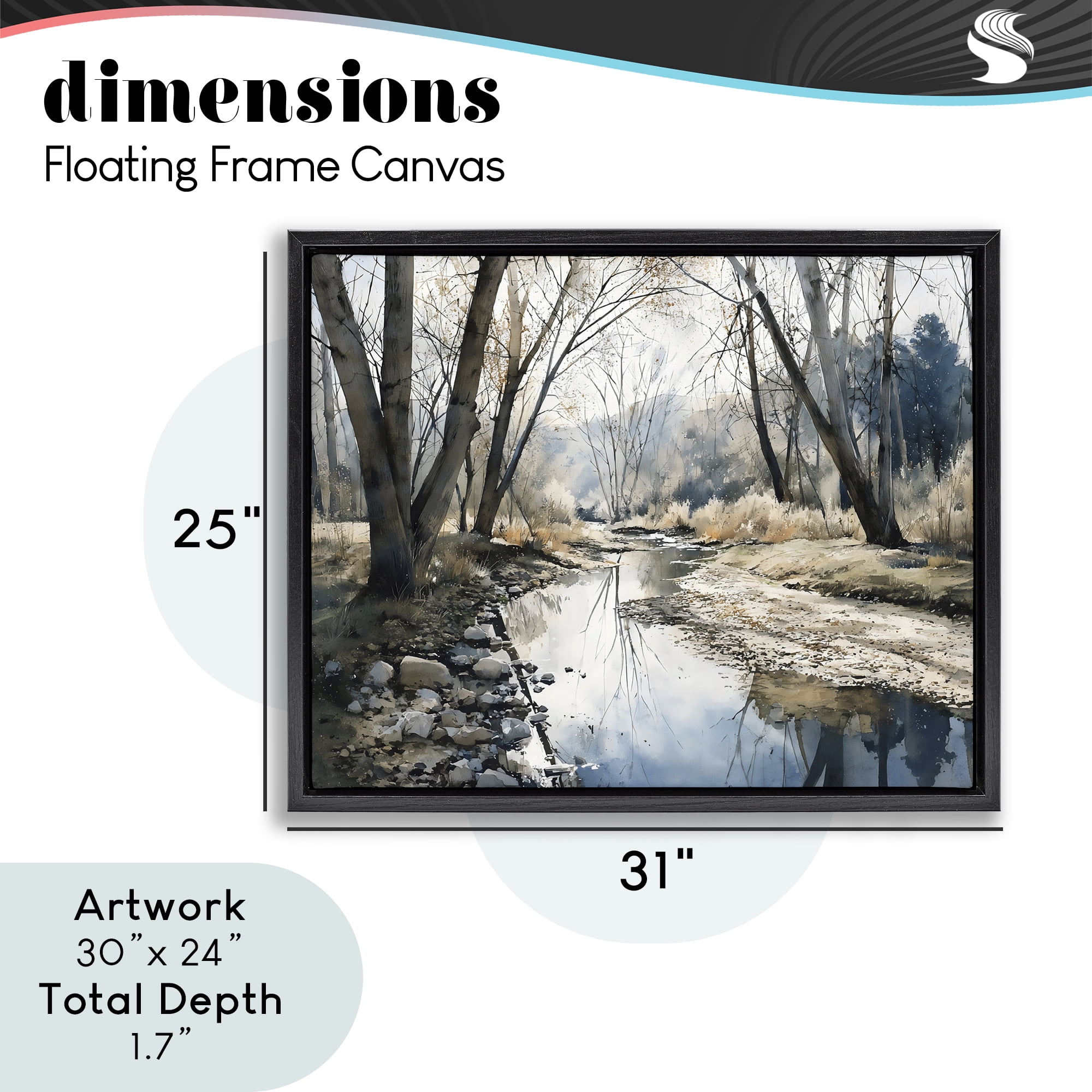 Stupell Industries Serene Reflections at Autumn Creek Black Framed Floater Canvas Wall Art, design by Franklyn Gregory