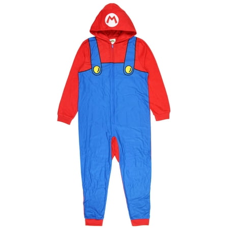 Super Mario Boy's Big Fleece Costume Hooded Union Suit Blanket