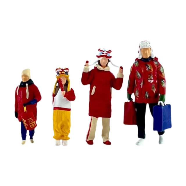 4x 1/64 figuras familiares de escala modelos de diseño artesanía de arte mini accesorios de fotos de fotos de año nuevo personajes miniaturas