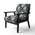 thumbnail image 3 of Designart "Celestial Blue Damask Glow II" Blue Damask Upholstered Accent Chair - Bohemian & Eclectic Arm Chair For Bedroom, 3 of 5