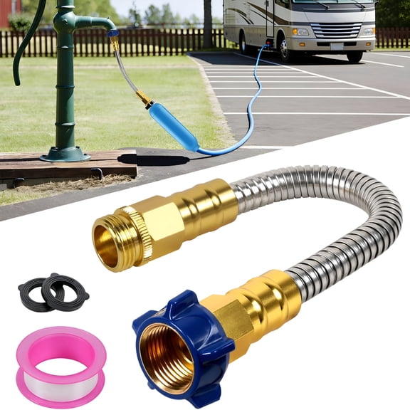 HIBIBUD 1Ft Rv Water Hose,Premium Drinking Water Hose - Lead-Free,Anti-Kink,Leak-Proof,3/8” Inner Diameter Short Connector for Rv,Camper,Trailer,Vanlife & Marine Outdoor Use