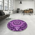 thumbnail image 4 of Ahgly Company Machine Washable Indoor Round Transitional Purple Area Rugs, 7' Round, 4 of 7
