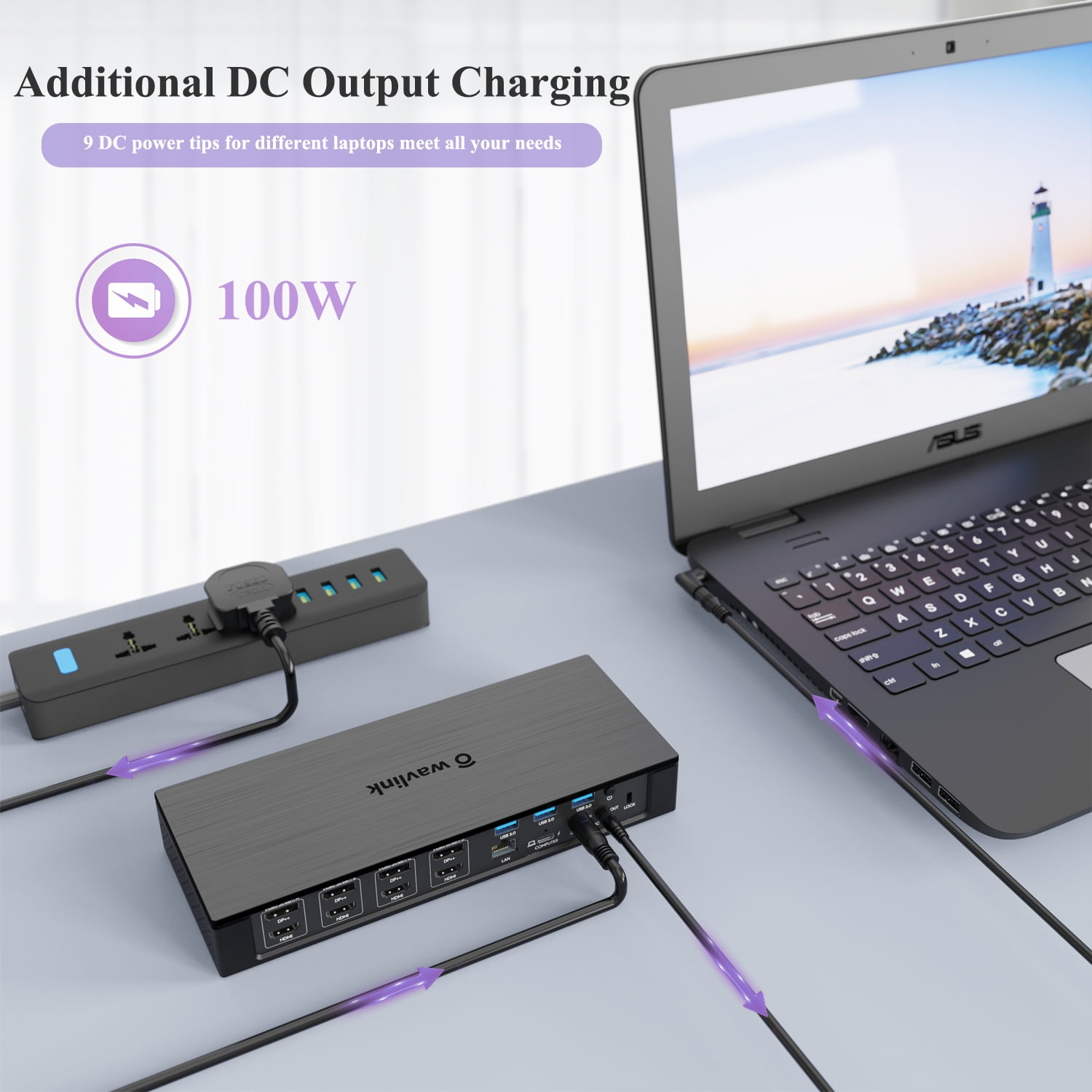 WAVLINK 20-In-1 Laptop Docking Station, USB-C Dock with Quad 4K@60Hz/ Dual 5K@60Hz Display for MacBook & Windows with 100W Charging, Display Port, HDMI, 2.5G Ethernet, 10Gbps USB 3.1, USB-C, SD/TF