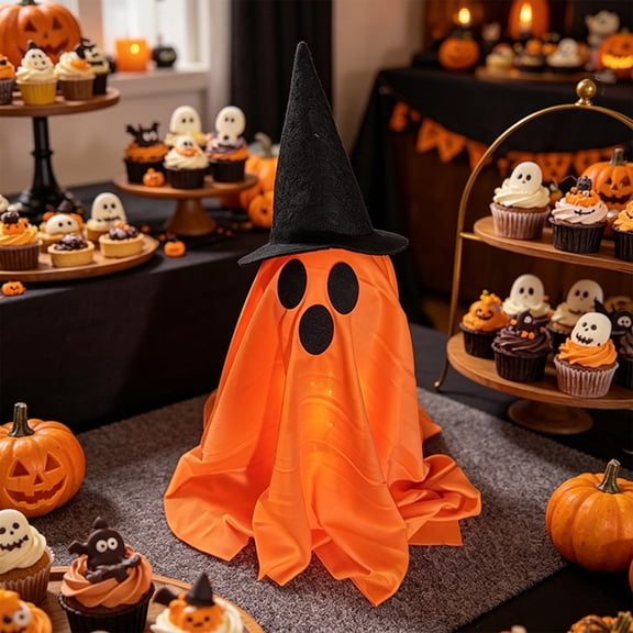 Light Up Halloween Ghost Figurines Set, Dual Color LED Glowing Freestanding Fabric Decor, for Yard Porch Lawn Halloween Party Indoor Outdoor Decoration
