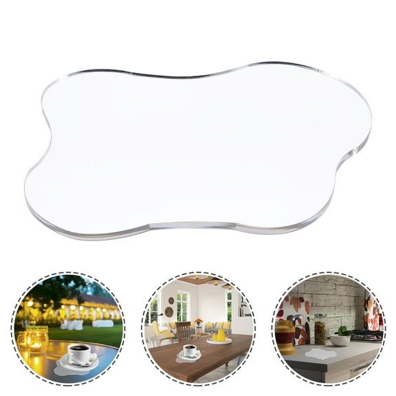 SILENRADAWN Acrylic Plate Elegant Coasters For Office Desk Organizer Transparent Material Irregular Shape 1Pack