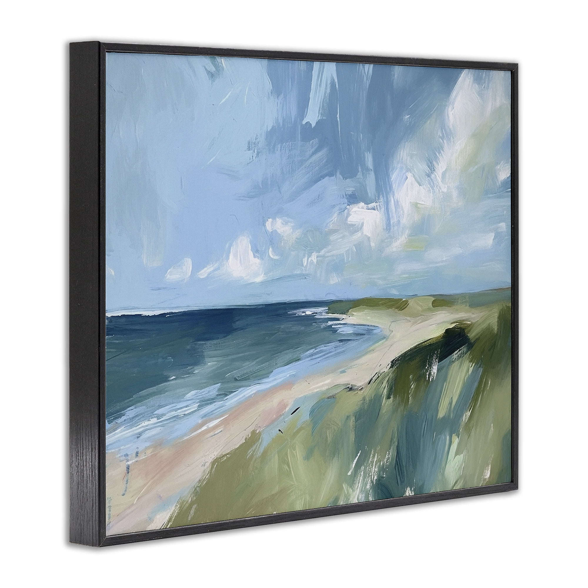 Stupell Industries Coastal Wilderness Landscape Coastal Painting Black Framed Art Print Wall Art, 20 x 16