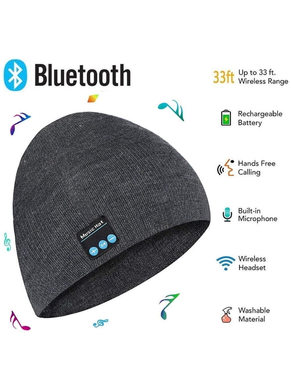 Upgraded Unisex Knit Bluetooth Beanie Hat Headphones V4.2 Unique Christmas Tech Gifts for Men/Dad/Women/Mom/Teen Boys/Girls Stocking Stuffer w/Built-in Stereo Speakers