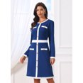 thumbnail image 2 of DARING DIVA Women's A-Line Long Sleeve Color Block Dress 2XL Royal Blue, 2 of 6