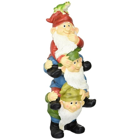 Garden Gnome Statue - Tower of Three Gnomes - Outdoor Garden Gnomes...