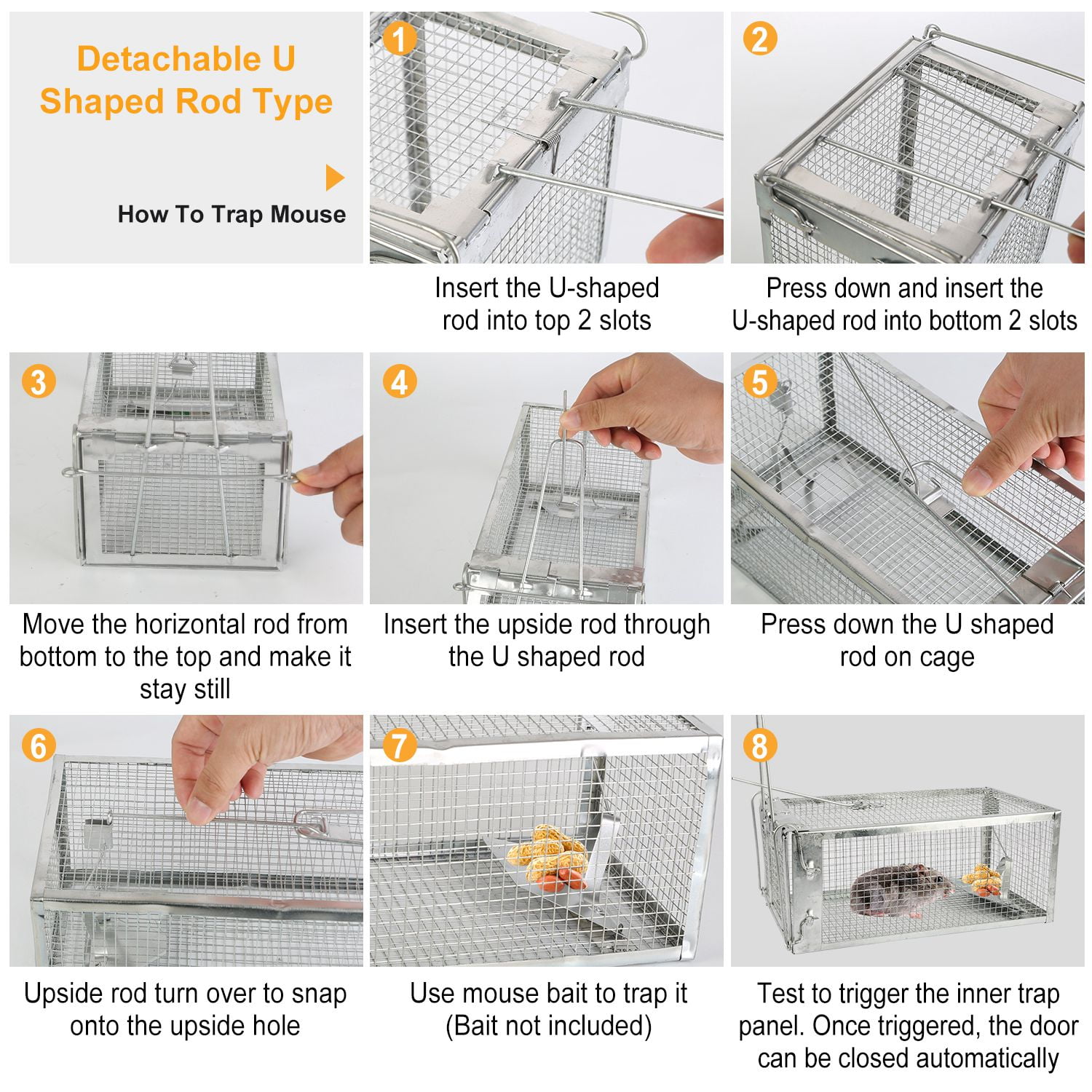 ZephyPaws Heavy Duty Squirrel Trap,Humane Live Rodent Trap Cage for Chipmunk,Rat and Other Similar-Sized Rodents -Silver