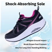 AOV Women's Arch Support Shoes Orthotic Walking Sneakers for Plantar Fasciitis,Black/Rose,7.5