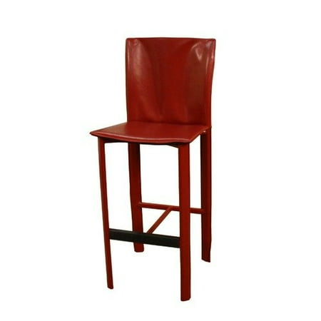 American Heritage Ethos Stool with Frame wrapped in Crimson Leather (Set of 2)