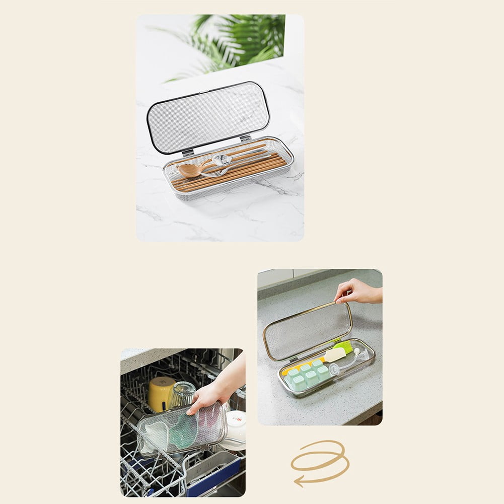 Shimoyama New Food- Grade Stainless Steel Metal Brackets Dishwasher Tableware Basket Cage For Small Items,Fork Spoon Chopsticks