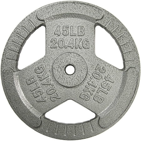 HulkFit 1-inch Iron Plate for Strength Training, Weightlifting, Single (45 Pounds), Silver