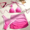 thumbnail image 2 of JoveMarine Women's Gradient Color Tie-Dye Bikini Set, Three-Piece Swimwear for Beach Vacation, Trendy Bikini Sets for Women with Adjustable Ties,Hot Pink L, 2 of 4