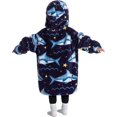 thumbnail image 2 of Drtj Kids Oversized Wearable Blanket Hoodie, Super Soft Warm Comfortable Sweatshirt Pullover Wearable Blanket for Boys Girls, Skark, 3-6Y, 2 of 9