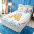 thumbnail image 2 of meiyoeat Blue Ice Cream Drip Zipper Full Size Comforter Sets with Fitted Sheet and 2 Pillowcases for Boys Girls, Baseball Monogrammed A Zipper Bedding Set, Polkadot Reversible, 4pcs, 2 of 6