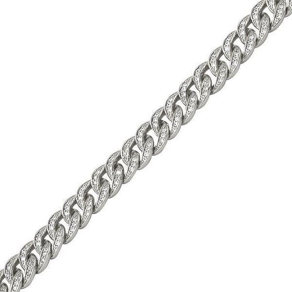 .925 Silver 8MM CZ Bling Bling Rhodium Cuban Links Chain