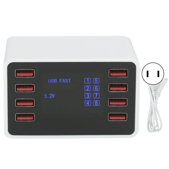 8 Port Desktop Wall Charger Smart Quick Charging Station 3.0 USB C with LCD Display 100?240V