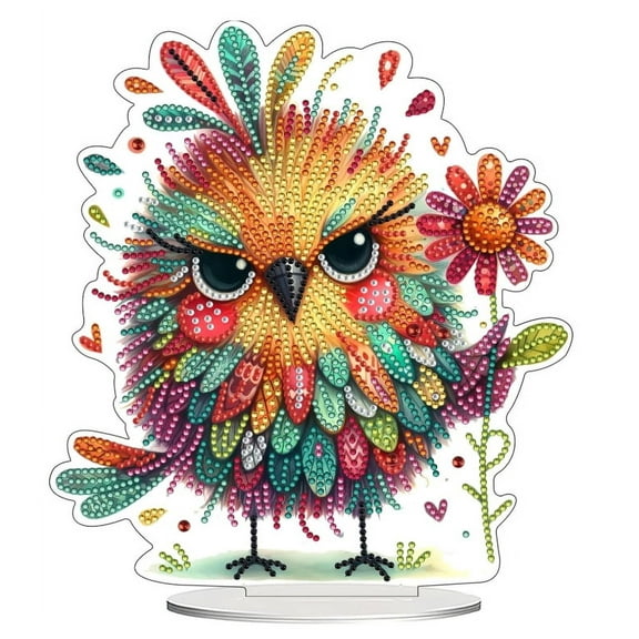 JASGARDE DIY Tabletop Diamond Art Painting Kit, Double Sided Desktop Ornament Special Shaped Rhinestone Desk Placement Ornament, Stand Up 5D Gem Painting Crafts for Home Office Table Top Decor Bird1