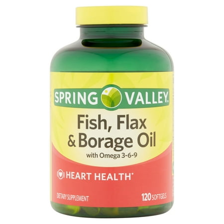 Spring Valley Fish, Flax & Borage Oil Softgels for Heart Health, 120 Ct
