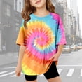 thumbnail image 2 of WhouRiu Girls Casual Tie Dye Graphic Tees Short Sleeve Crew Neck Tshirt Summer T Shirts 5-14 Years, 2 of 4
