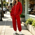 thumbnail image 4 of MexChoioe Womens Soft Solid Color 2 Piece Tracksuit Stand Collar Full Zip Sweatshirt and Jogger Pants Streetwear Sports Outfit Set for Womens, 4 of 7