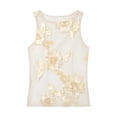 thumbnail image 4 of Bibifish Womens Tank Tops Mesh Base 3D Floral Embroidery Summer Sleeveless Camisole Sheer See Through Party Evening Tops, 4 of 6