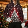 thumbnail image 4 of Womens Tops Christmas Print Lapel Zipper Long Sleeve Casual Pullover Sweatshirt,Sweatshirts for Women Red S, 4 of 6