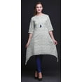 thumbnail image 4 of Bimba Hauts Imprimés Shibori à Cercle Bleu pour Femmes Kurti Asymétrique Robe d'Été pour Filles Petit, 4 of 6