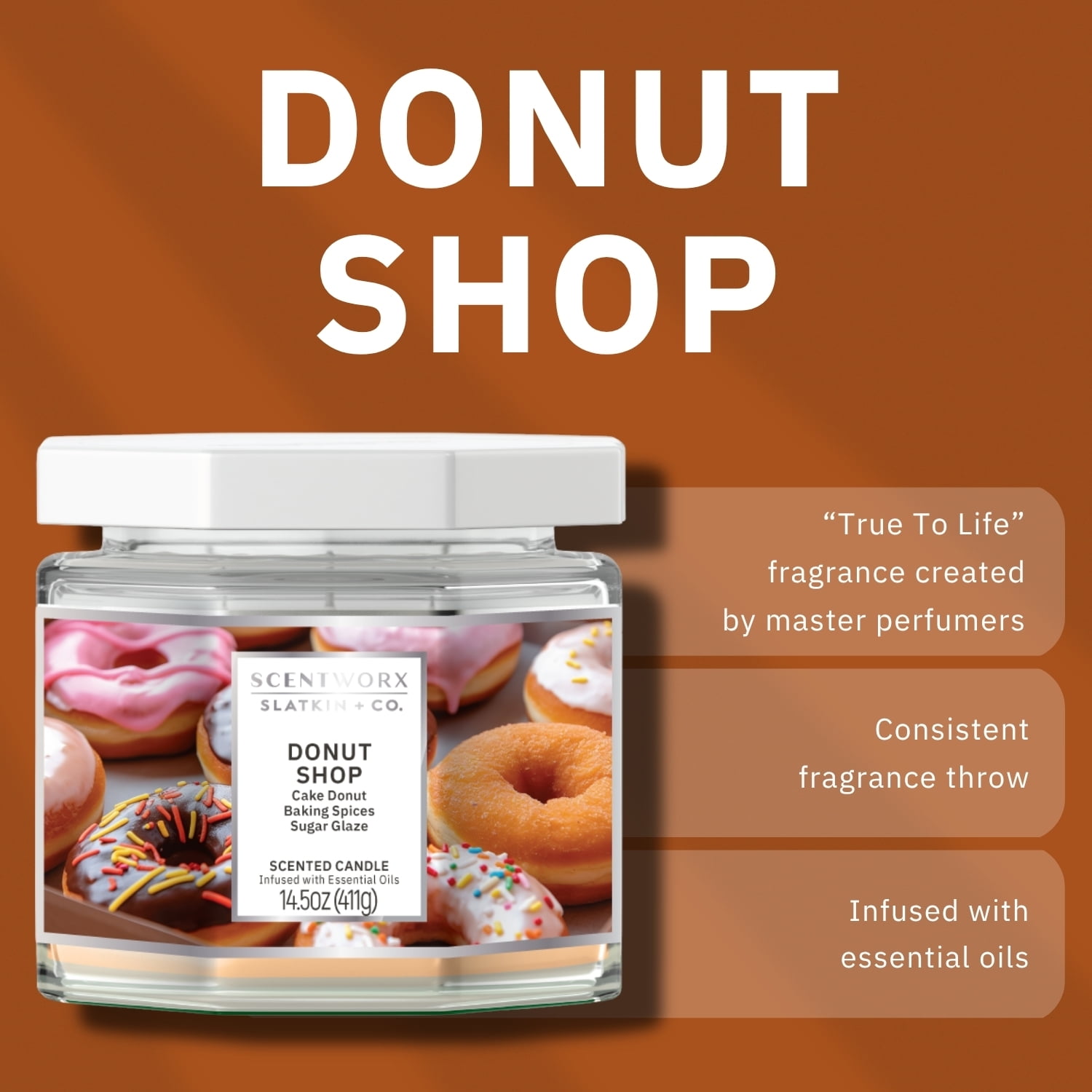 Scentworx Donut Shop 14.5 oz 3-Wick Jar Candle by Harry Slatkin and Slatkin + Co.